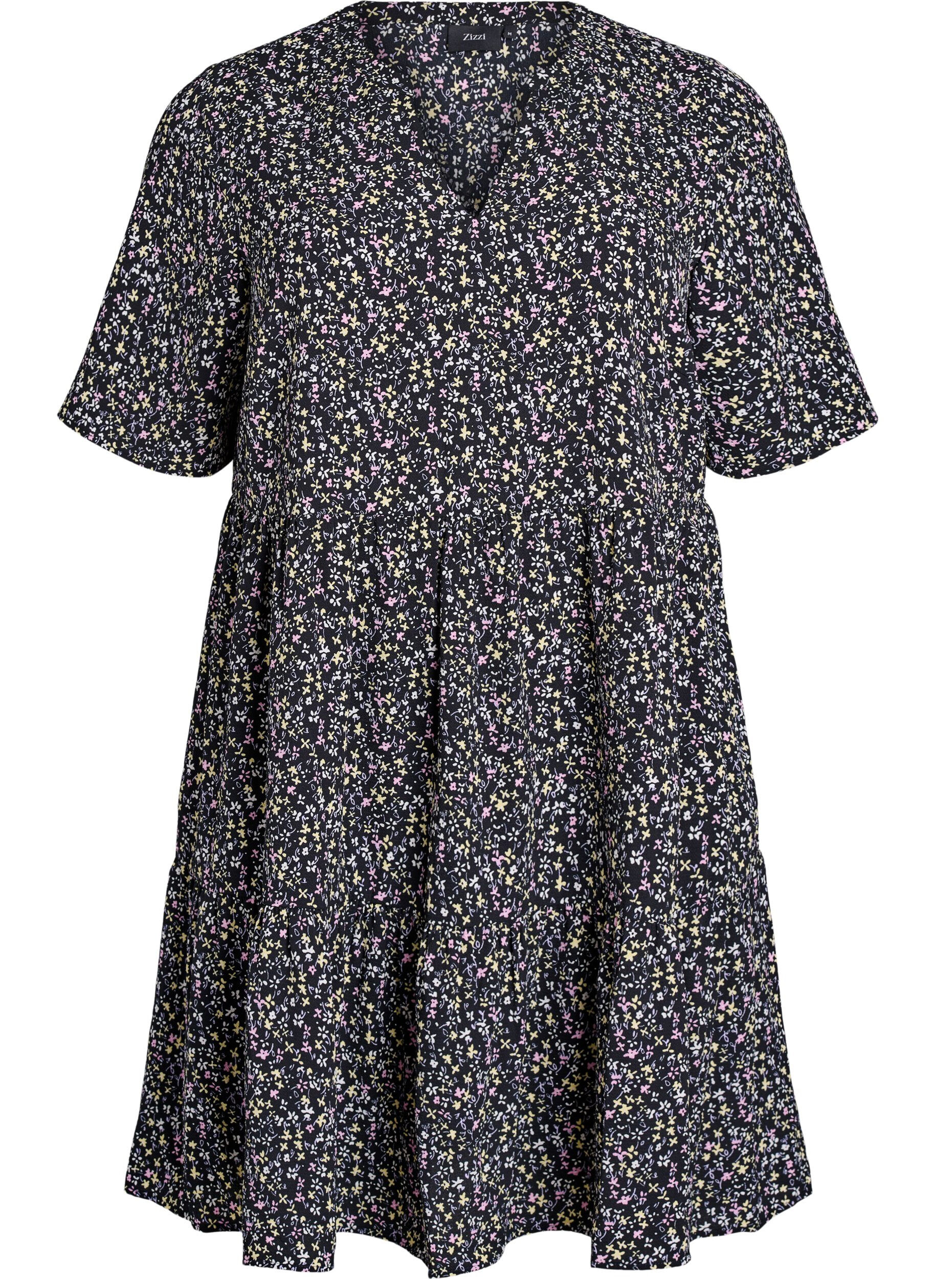 ZizziLyhythihainen A-linjainen mekko, jossa on leikkauslinja, Musta, Packshot image number 0