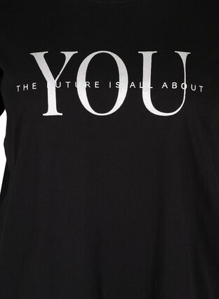 Ekologisesta puuvillasta valmistettu t-paita painatuksella, Black You, Packshot image number 2