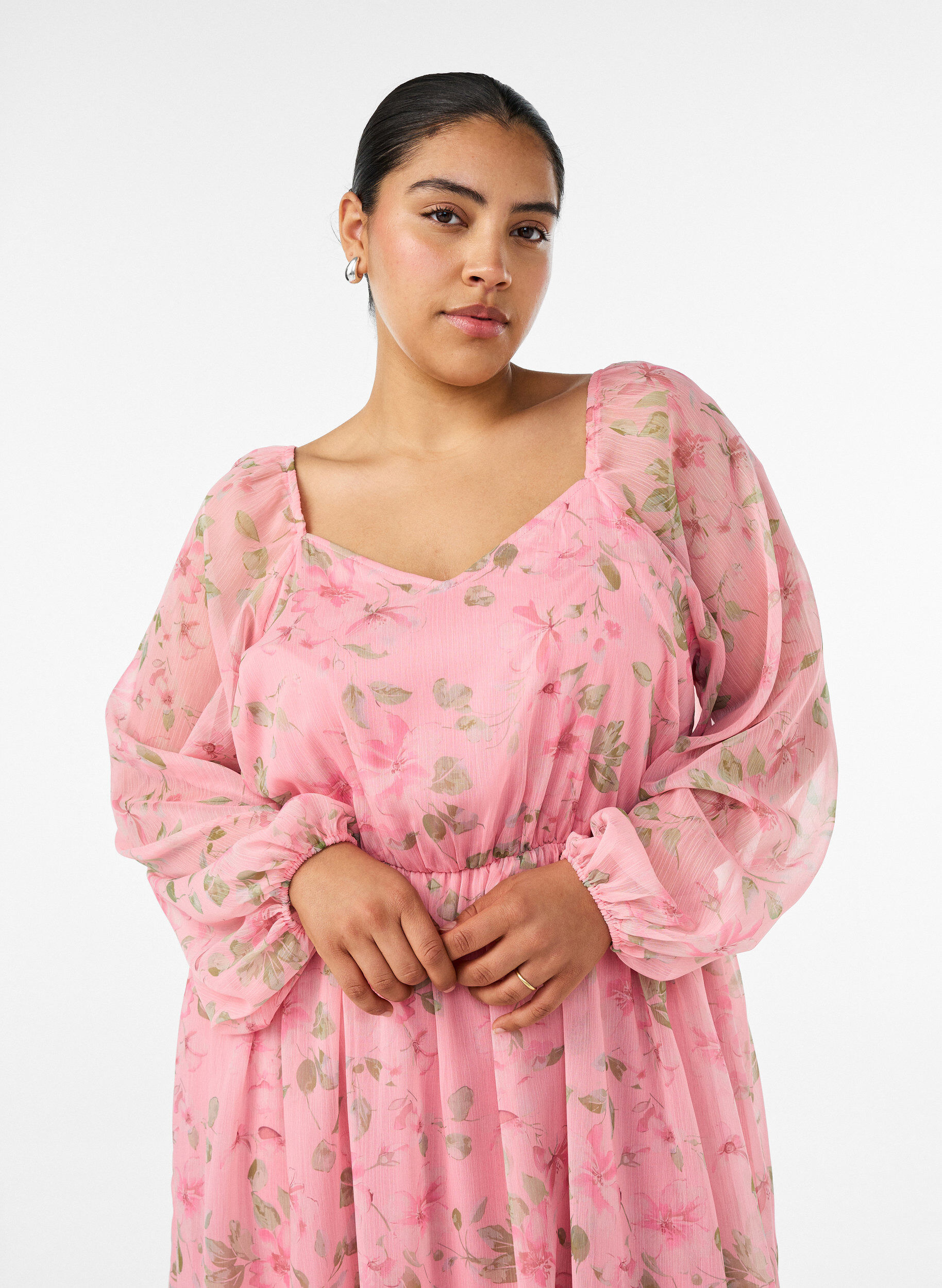 ZizziPitk&auml;hihainen sifonkijuhlamekko, Vaaleanpunainen, Model image number 2