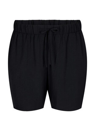 Shortsit, joissa on taskut ja joustava vyötärönauha, Black, Packshot image number 0