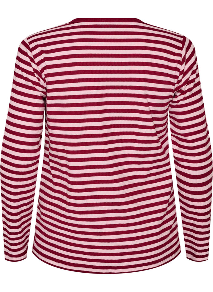 Raidallinen pusero pitkill&auml; hihoilla, Vaaleanpunainen, Packshot image number 1