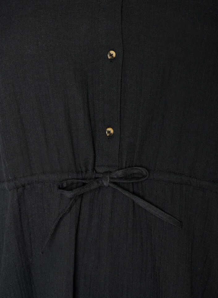 Hihaton puuvillamusliinimekko ny&ouml;rill&auml;, Musta, Packshot image number 2