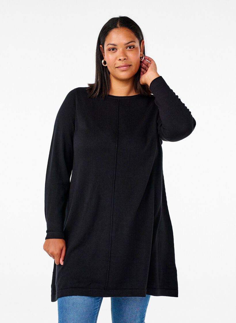 Neulemekko puuvillaviskoosisekoitteesta, Musta, Model image number 0