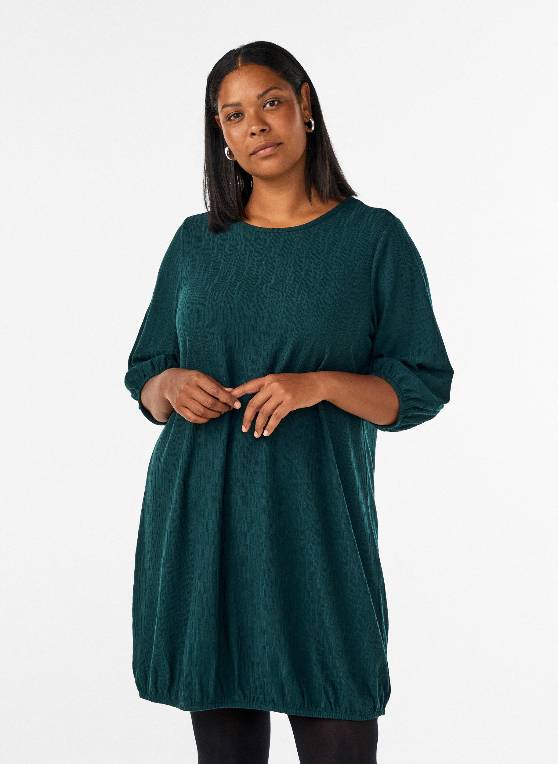 Mekko ilmapallomaisella siluetilla ja rakenteella, Vihre&auml;, Model