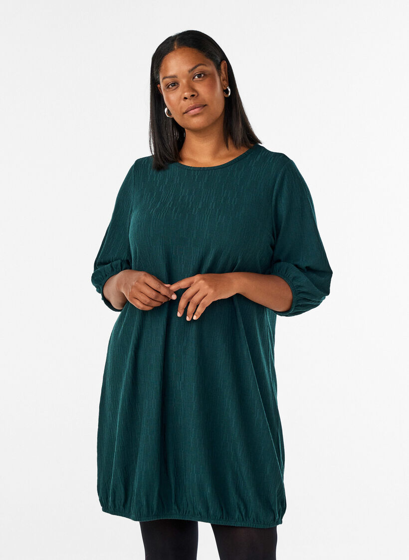 Mekko ilmapallomaisella siluetilla ja rakenteella, Vihre&auml;, Model image number 0
