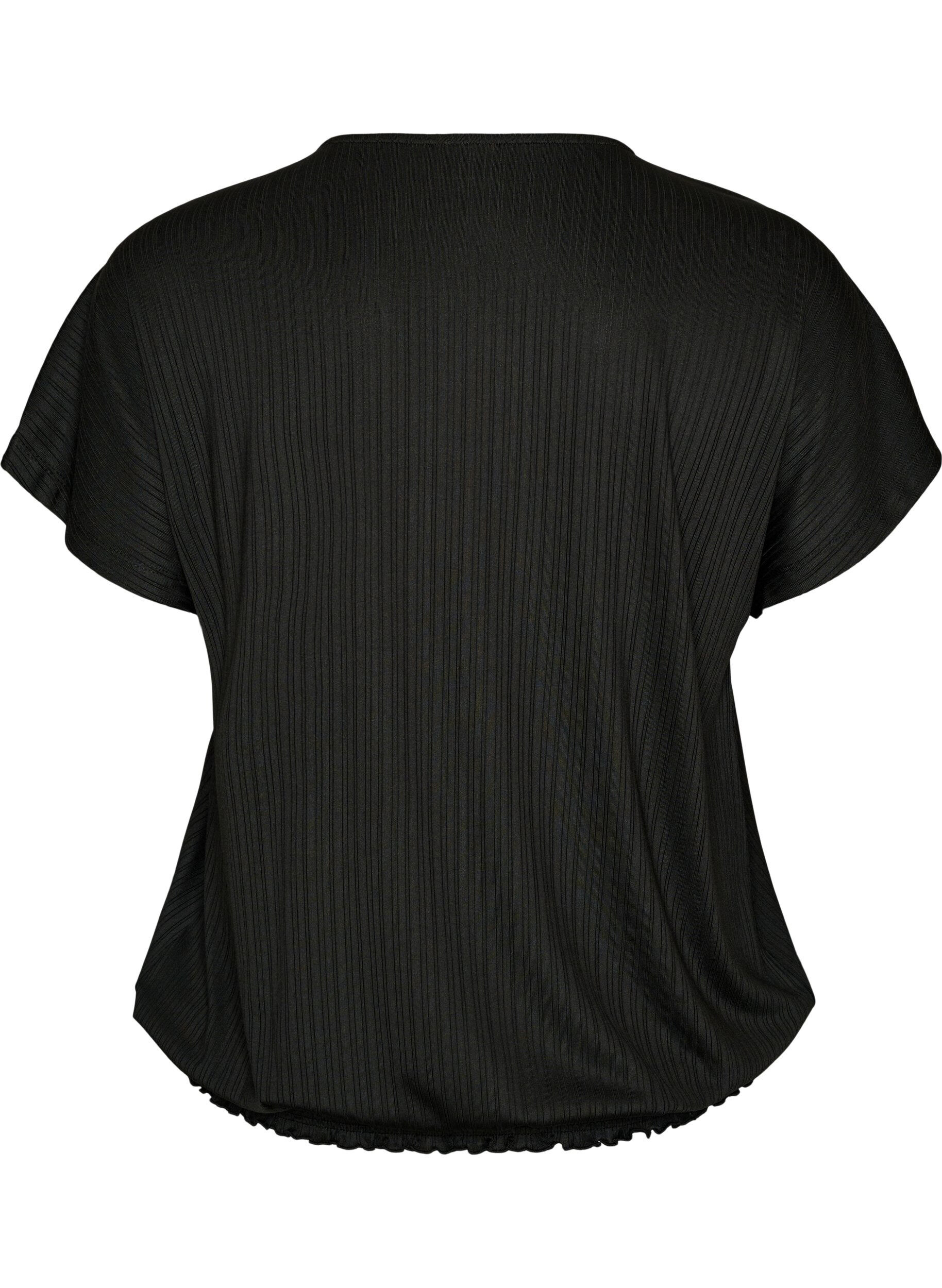 ZizziJersey pusero raidallisella tekstuurilla ja smokkireunalla, Musta, Packshot image number 1