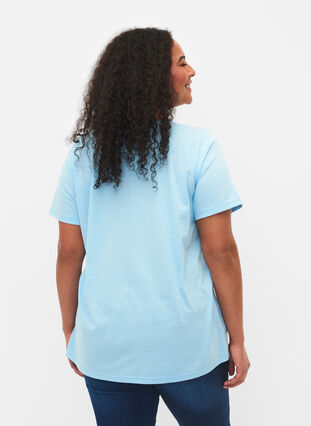 Lyhythihainen t-paita v-pääntiellä, Sky Blue, Model image number 1