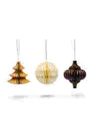 3 joulukoristetta magneetilla, Brown Comb/Glitter