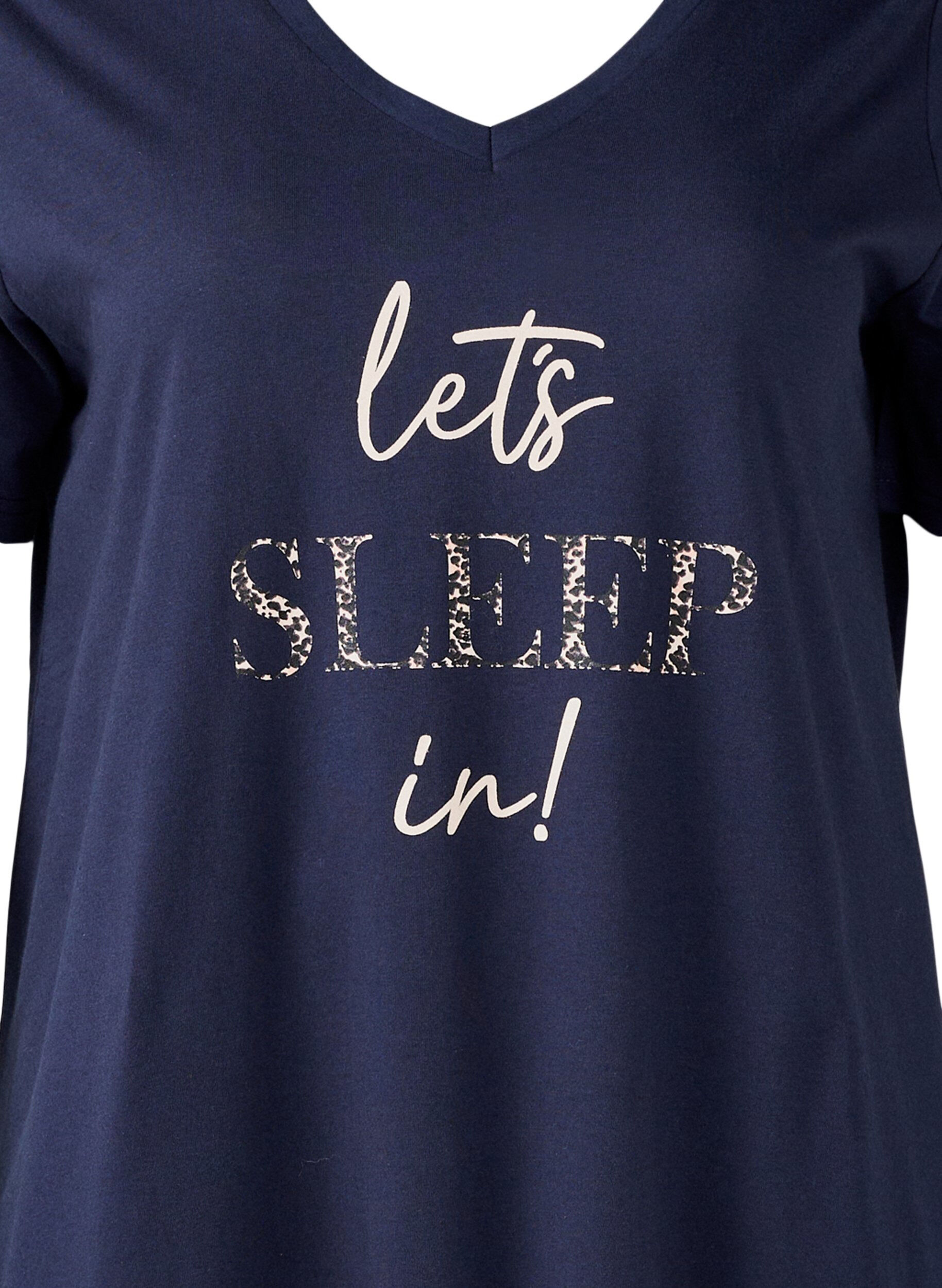 Zizzi Luomupuuvillasta valmistettu v-aukkoinen y&ouml;paita, Sininen, Packshot image number 2