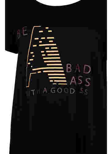 T-paita printillä treeniin , Black w. Bad Ass, Packshot image number 2