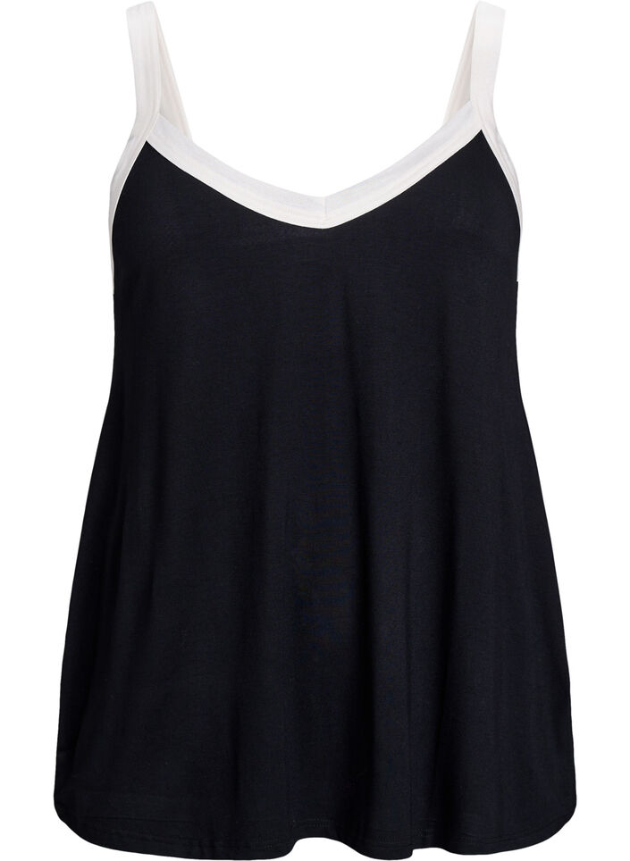 Yötoppi olkaimilla ja V-pääntiellä, Musta, Packshot image number 0