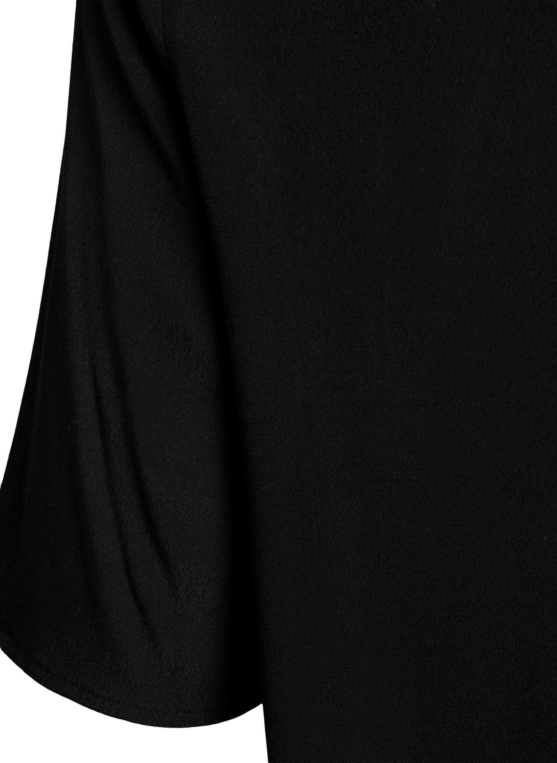 Zizzi Lyhythihainen viskoosipusero printill&auml;, Musta, Packshot image number 3