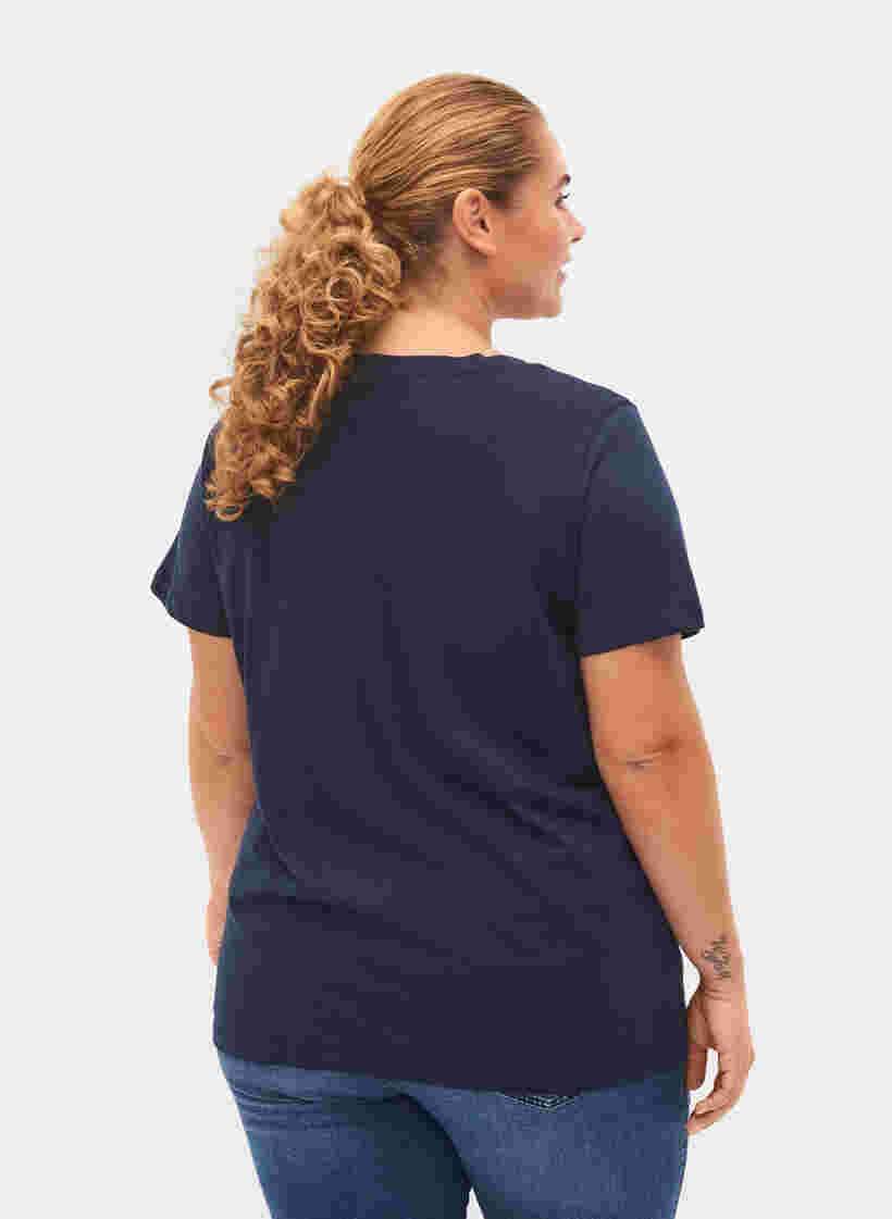 Jouluinen t-paita puuvillasta, Navy Blazer Text, Model image number 0