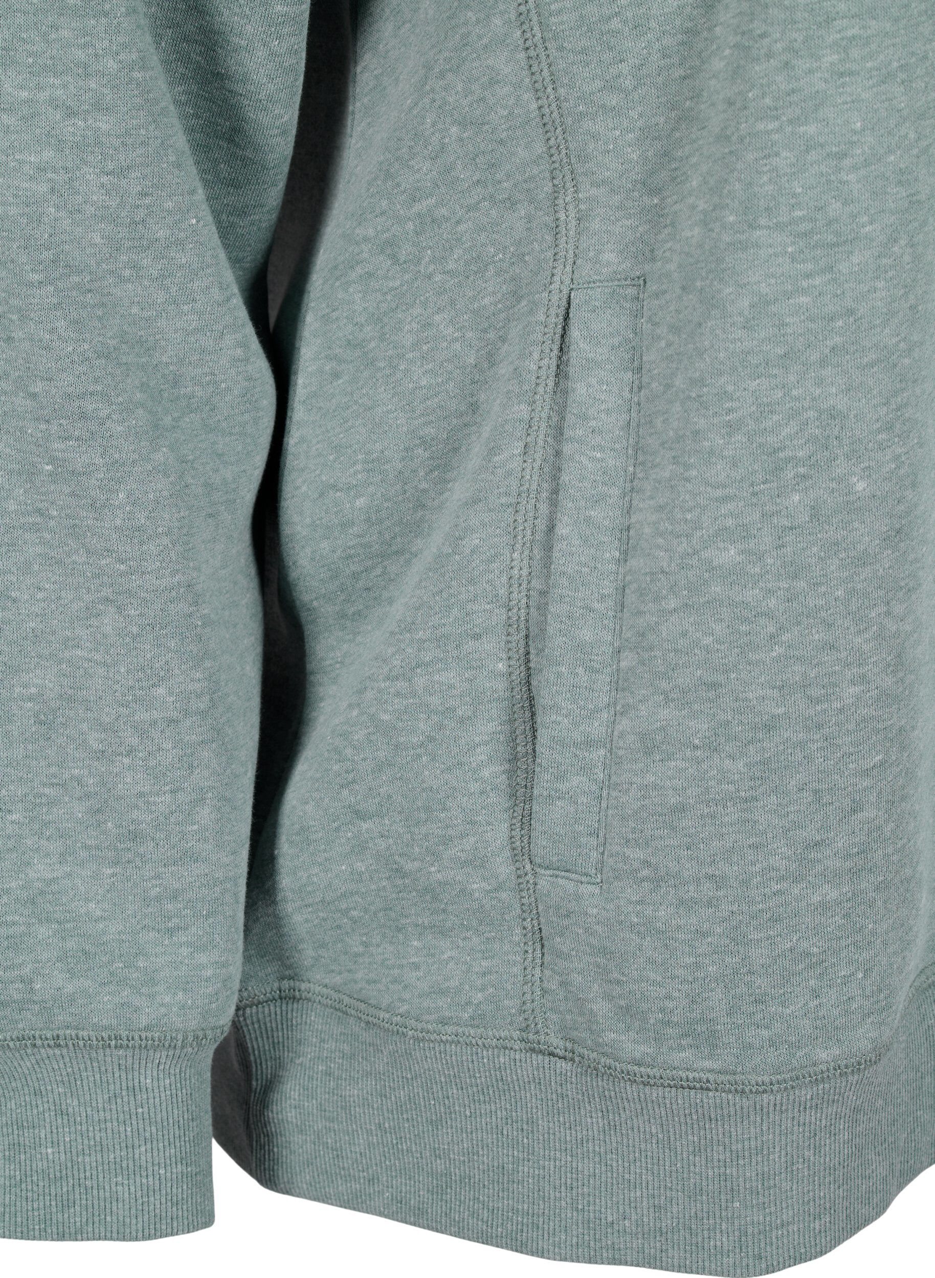 Zizzi FLASH - Collegepaita korkealla kauluksella, Balsam Green Melange, Packshot image number 3