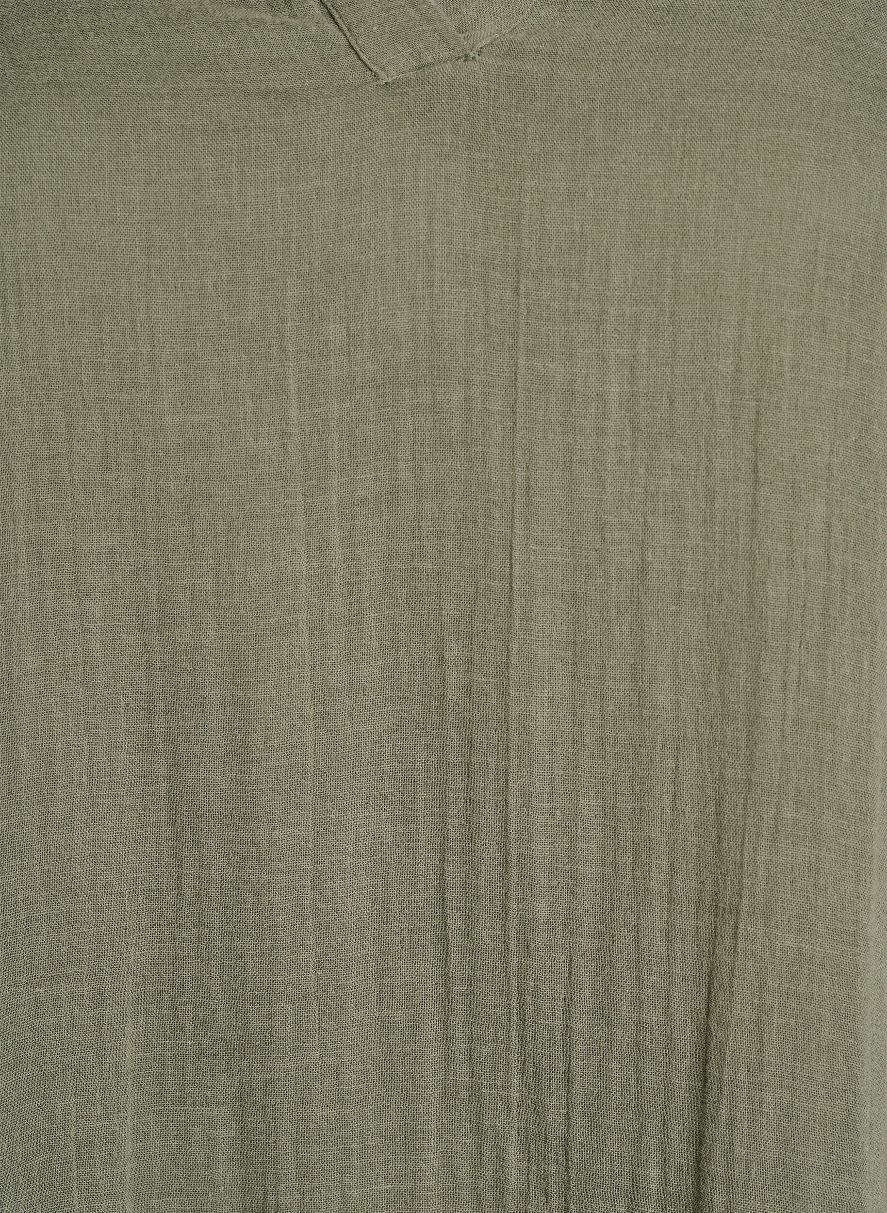 ZizziLyhyt A-linjainen mekko puuvillamusliinista, Vihre&auml;, Packshot image number 2