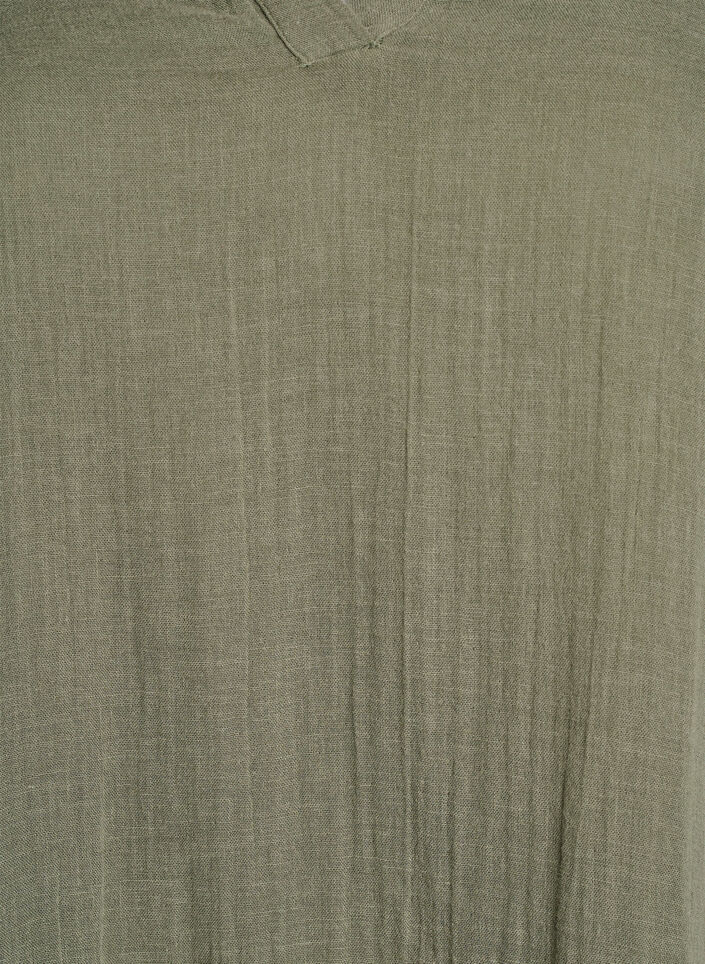 Lyhyt A-linjainen mekko puuvillamusliinista, Vihre&auml;, Packshot image number 2