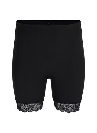 Kevyet shapewear-shortsit pitsireunuksella, Black, Packshot image number 0
