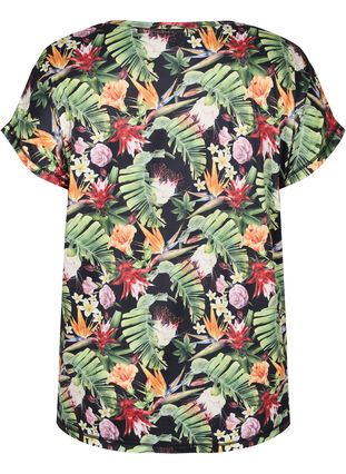 Lyhythihainen t-paita kuosilla treeniin, Palm Flower AOP, Packshot image number 1