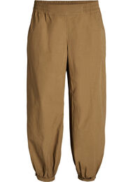 Korkeavy&ouml;t&auml;r&ouml;iset puuvillaiset balloon-housut, Ruskea