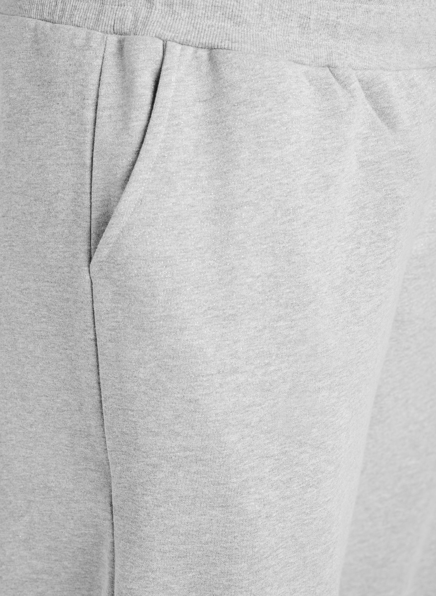 Zizzi Korkeavy&ouml;t&auml;r&ouml;iset glitterilangalla koristellut verkkarit, Harmaa, Packshot image number 2