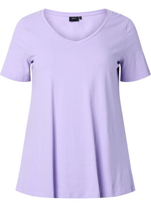 Yksivärinen perus t-paita puuvillasta, Lavender, Packshot image number 0