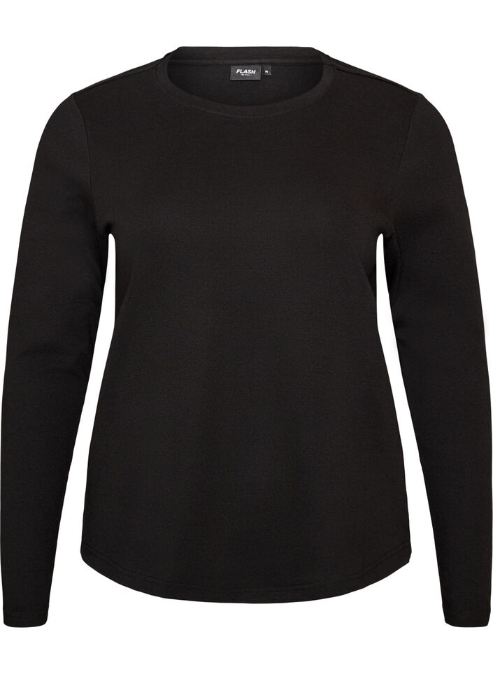 Pitk&auml;hihainen basic-T-paita py&ouml;re&auml;ll&auml; p&auml;&auml;ntiell&auml;, Musta, Packshot image number 0