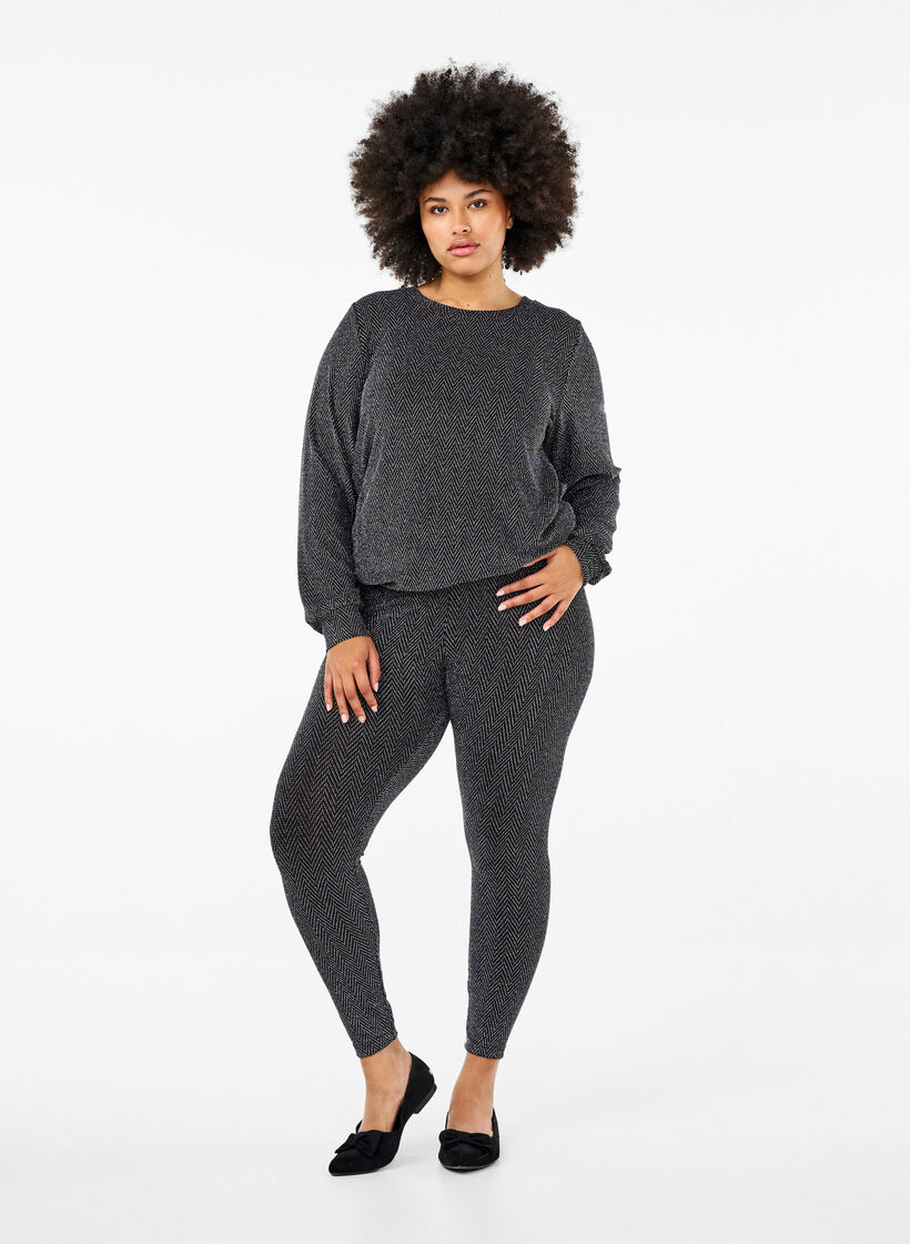 Pusero, jossa hohtava kuvio, Silver ZigZagShimmer, Model image number 2