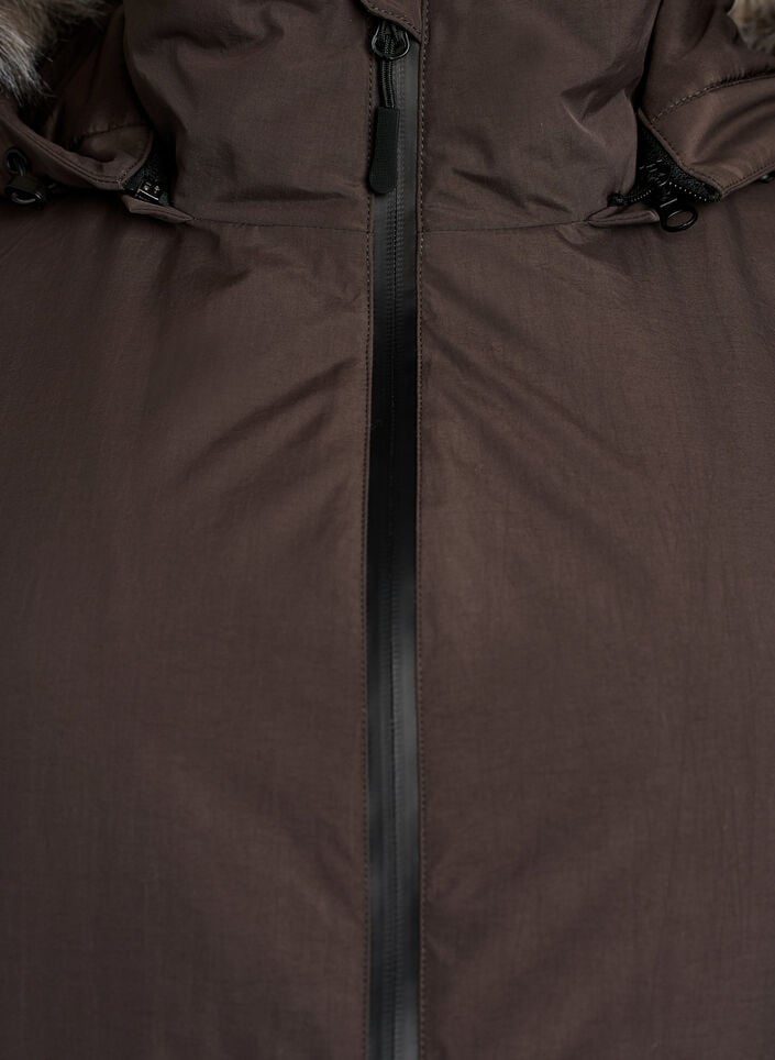 Vedenpit&auml;v&auml; hupullinen parka, Ruskea, Packshot image number 2