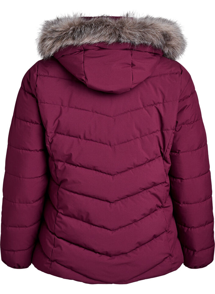 Lyhyt toppatakki hupulla, Tumma Bordeaux, Packshot image number 1
