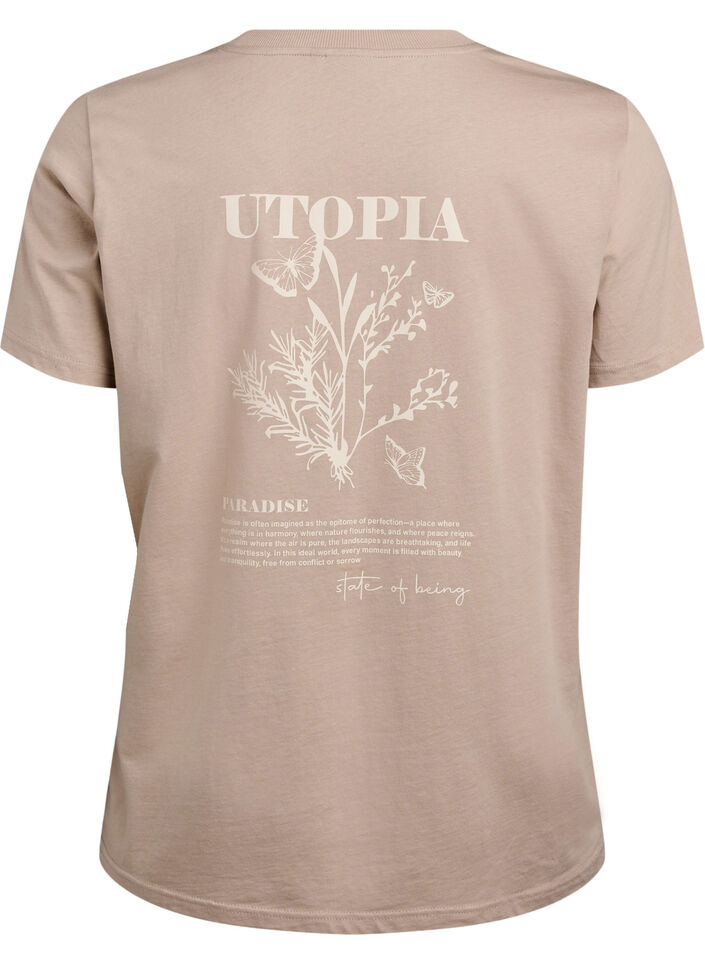 T-paita tekstiprintill&auml; ja py&ouml;re&auml;ll&auml; p&auml;&auml;ntiell&auml;, Ruskea, Packshot image number 1