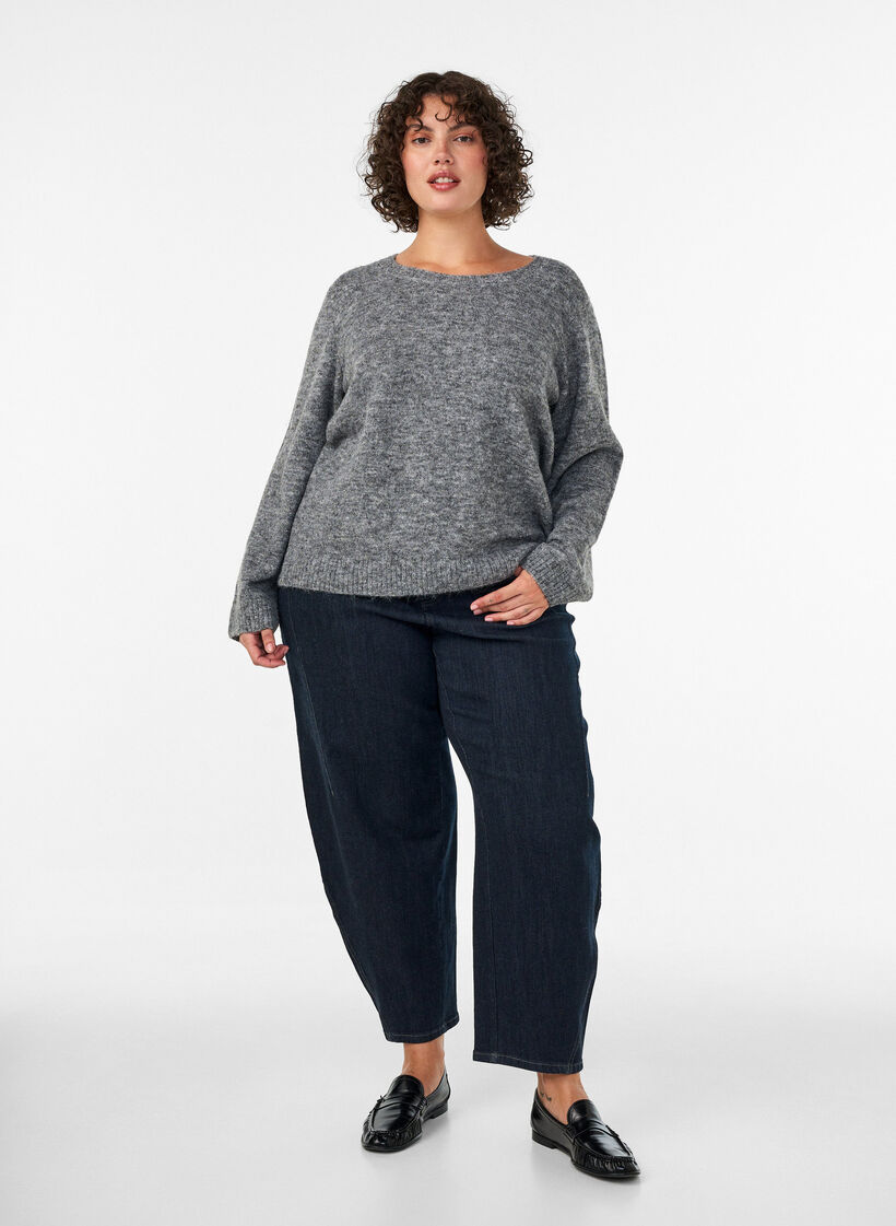 V&auml;lj&auml; neulepusero py&ouml;re&auml;ll&auml; p&auml;&auml;ntiell&auml;, Harmaa, Model image number 1