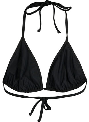 Kreppikuosiset kolmiomalliset bikinirintaliivit, Black, Packshot image number 1