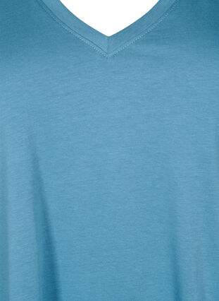 Puuvillainen t-paita v-pääntiellä, Aegean Blue, Packshot image number 2