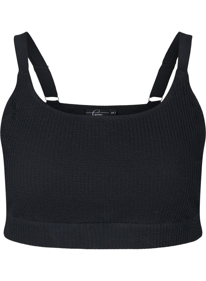 Krepattu bikiniyl&auml;osa, Black, Packshot image number 0