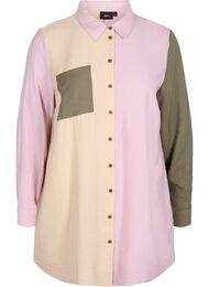 Viskoosisekoitteesta valmistettu paita kontrastiväreillä, Pink Blocking