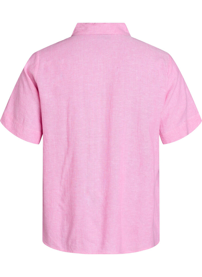 Lyhythihainen paita pellavasta ja viskoosista, Vaaleanpunainen, Packshot image number 1