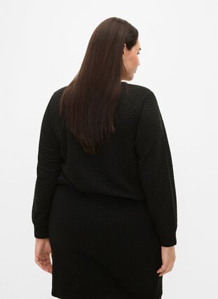 Yksivärinen pusero pintakuviolla, Black, Model image number 1