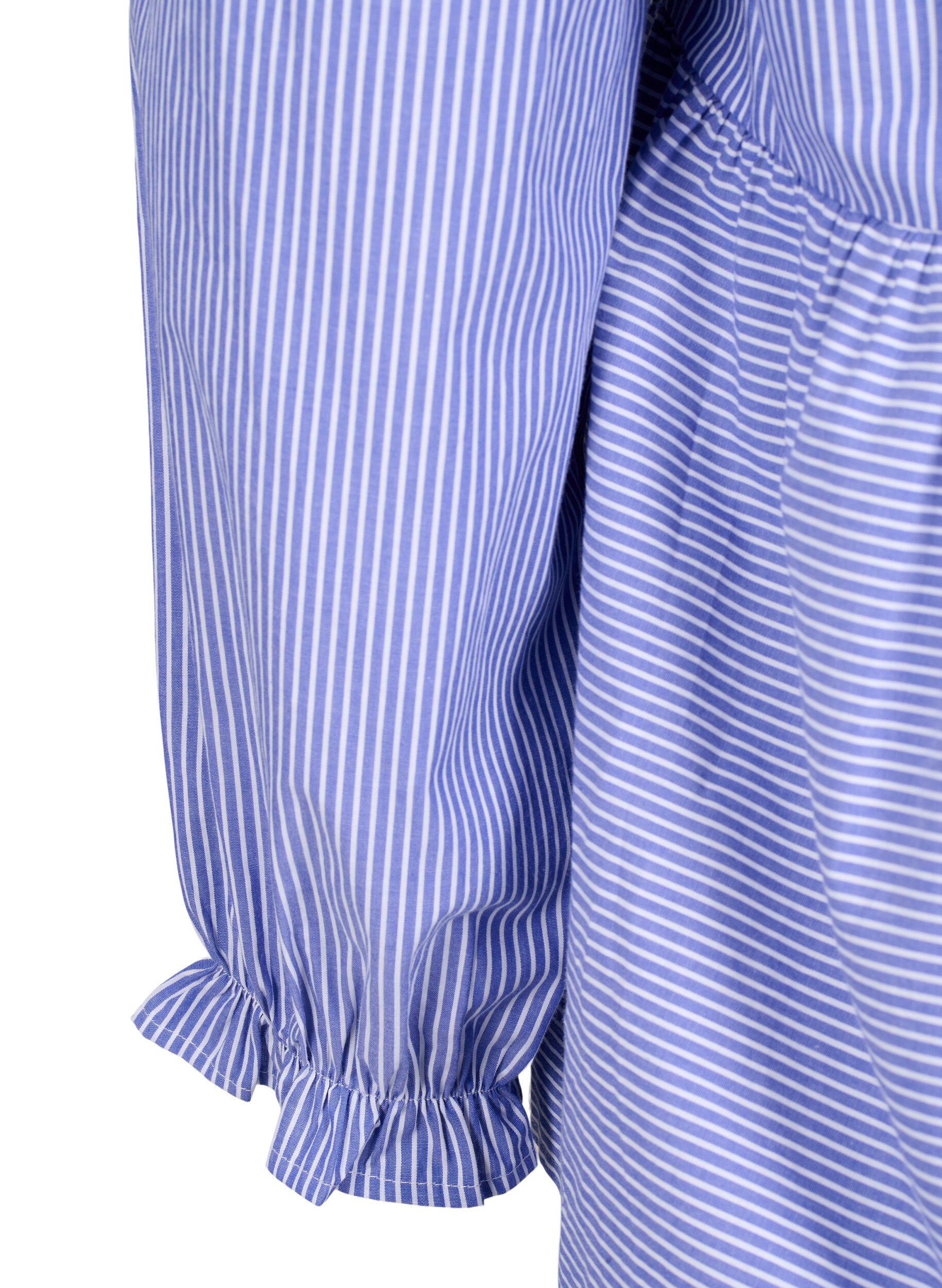ZizziRaidallinen puuvillapusero rusettiyksityiskohdalla, Baja Blue Stripe, Packshot image number 3