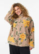 Kukkafleecetakki korkealla kauluksella ja vetoketjulla, Beige, Model image number 0