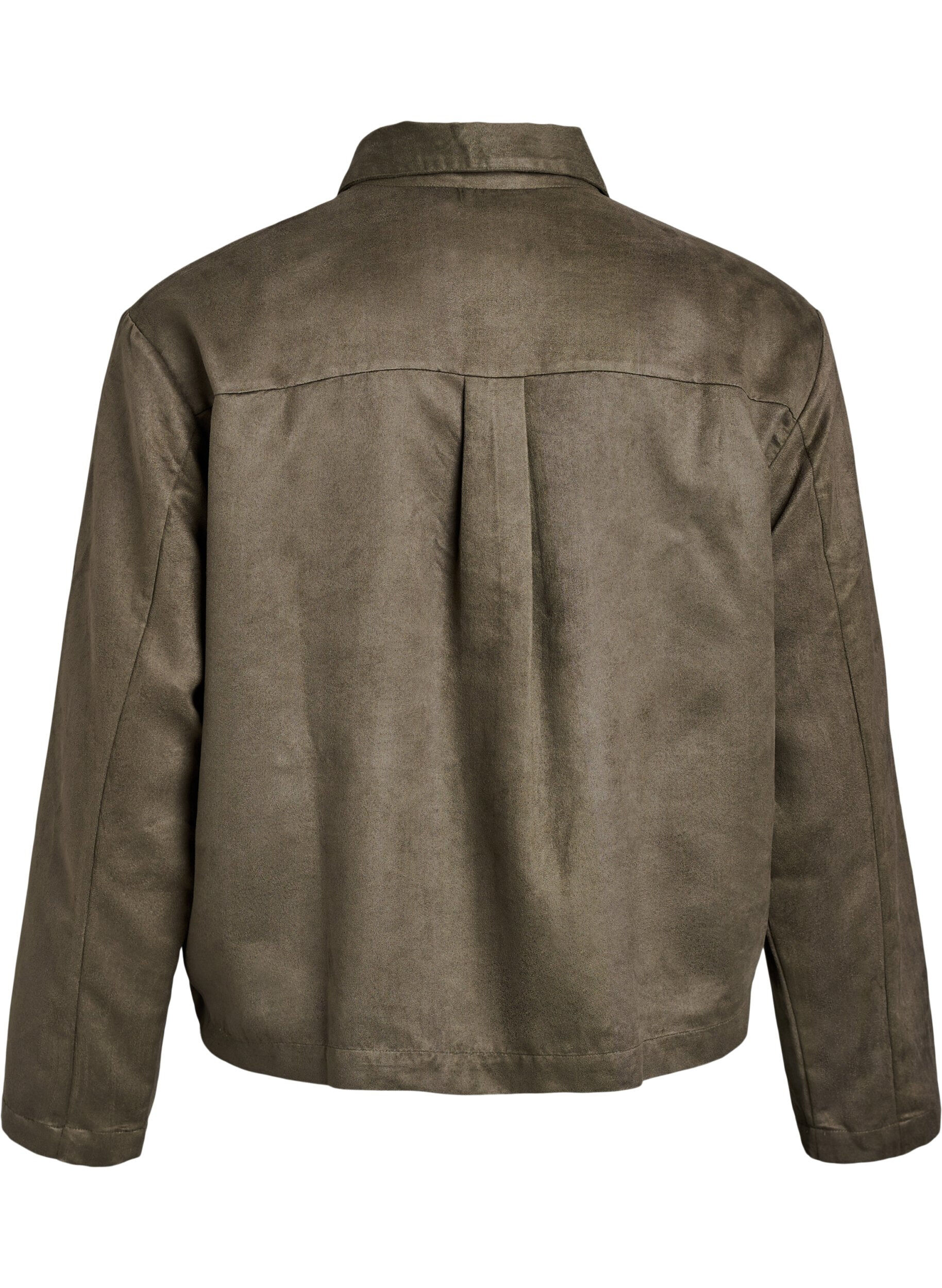 Zizzi Lyhyt mokkaj&auml;ljitelm&auml;takki taskuilla, Vihre&auml;, Packshot image number 1