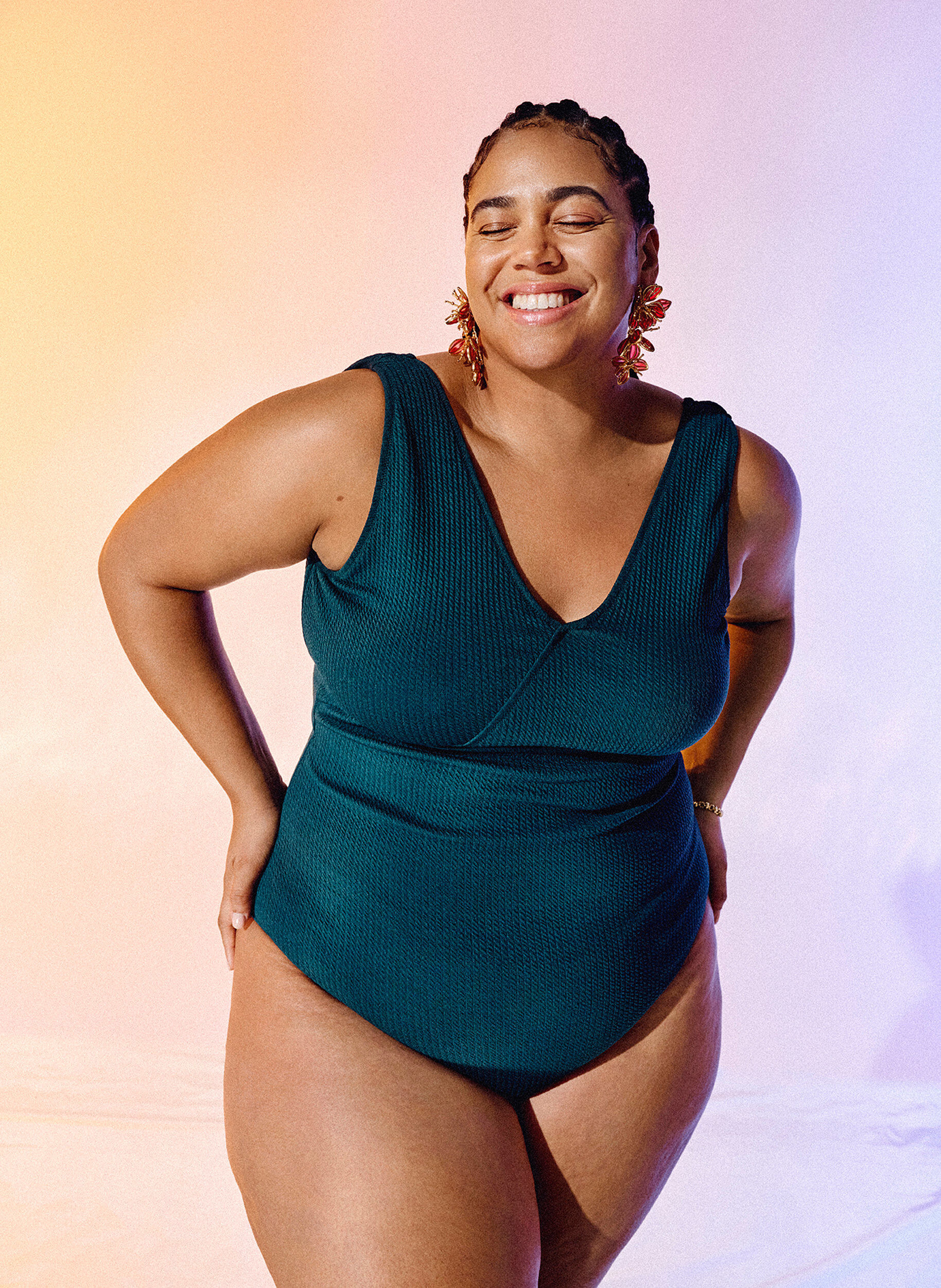 Zizzi Kietaisu-uimapuku, jossa on kreppikuosi, Dark Sea, Image image number 1