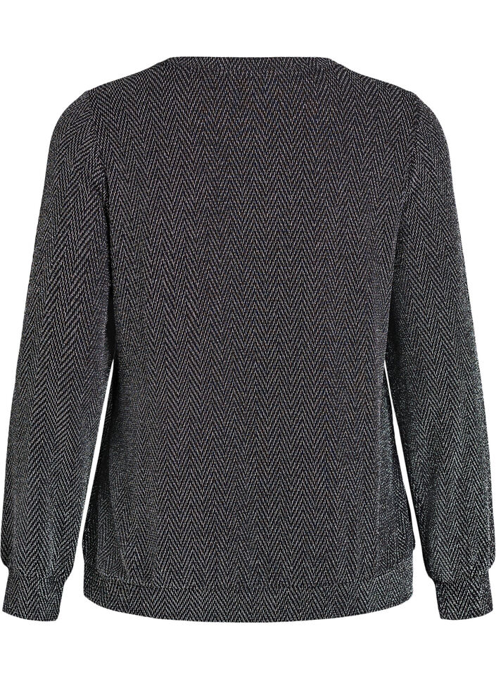 Pusero, jossa kalanruotokuvio ja kimallelanka, Musta, Packshot image number 1