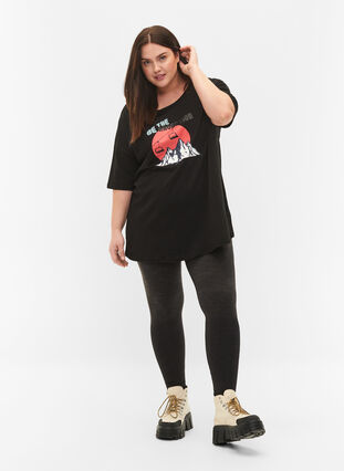 Puuvillainen t-paita painatuksella, Black/Dubarry, Model image number 2
