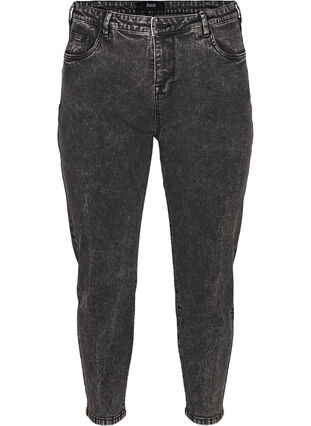 Kropatut mom jeans-farkut korkealla vyötäröllä, Black acid washed, Packshot image number 0