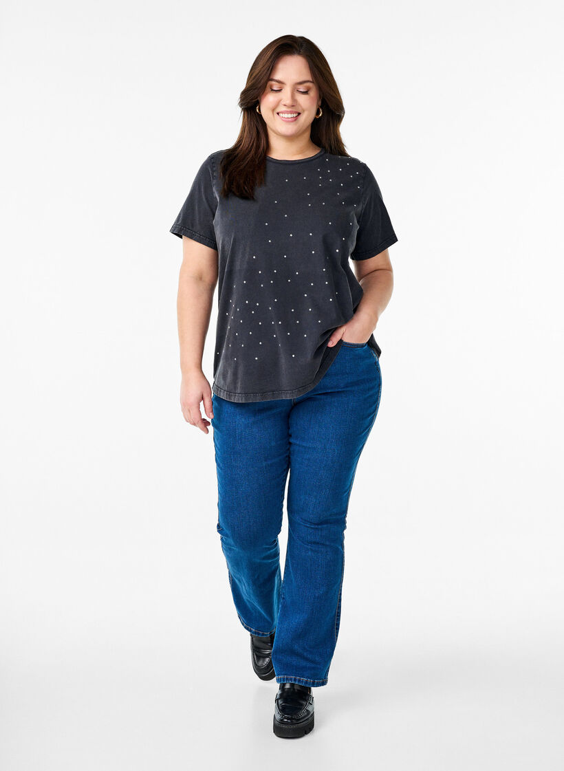 T-paita luomupuuvillasta, jossa on siisti printti, Harmaa, Model image number 1