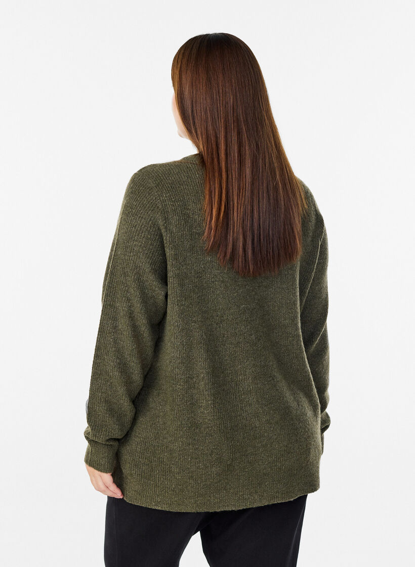 Melange-neulepusero py&ouml;re&auml;ll&auml; p&auml;&auml;ntiell&auml;, Vihre&auml;, Model image number 2