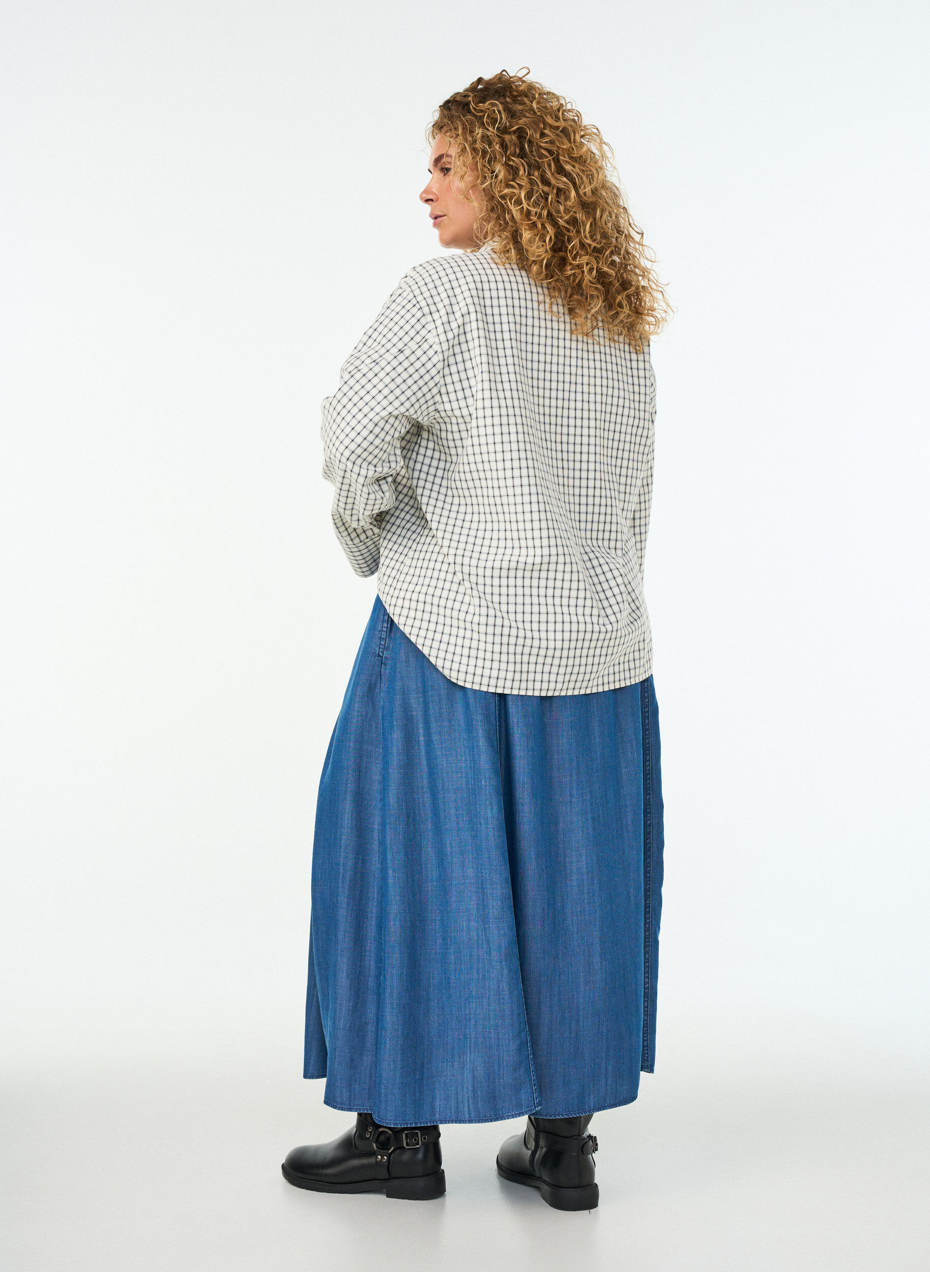 ZizziMaksihame lyocellista farkkutyylill&auml;, Sininen, Model image number 1