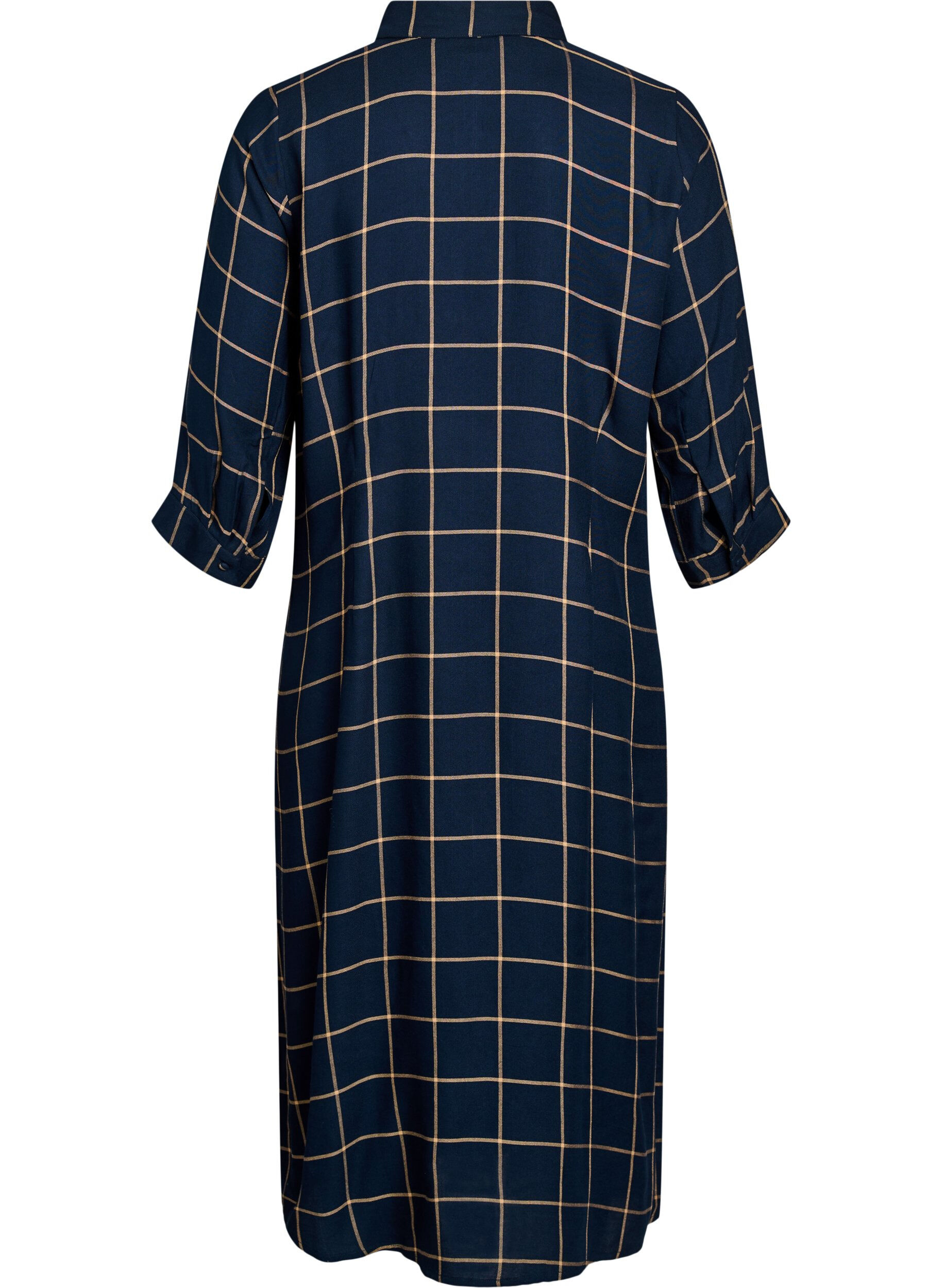 Zizzi Pitk&auml; ruudullinen paitamekko, Sininen, Packshot image number 1