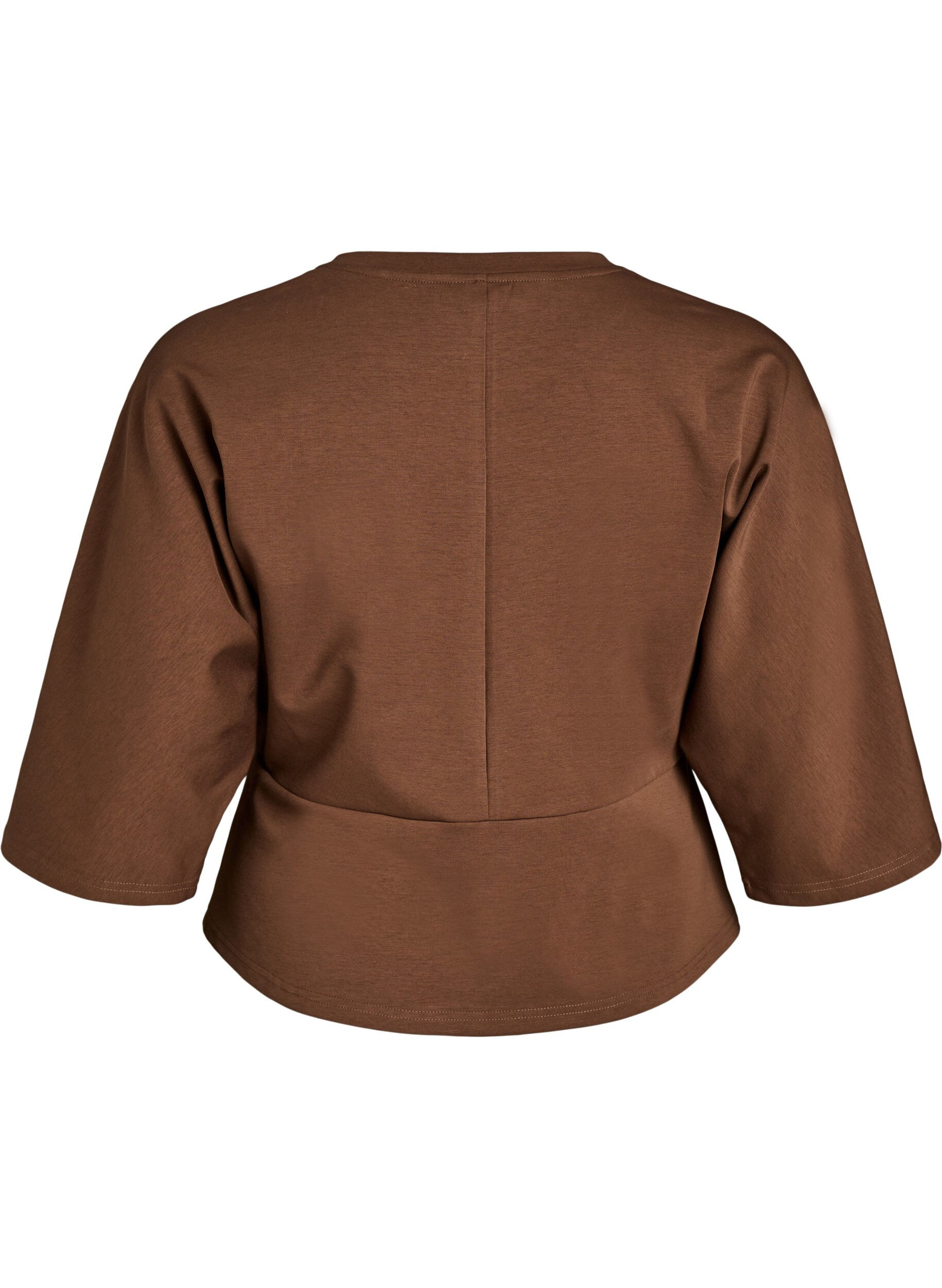 ZizziPeplum-pusero kyyn&auml;rpituisilla hihoilla, Ruskea, Packshot image number 1
