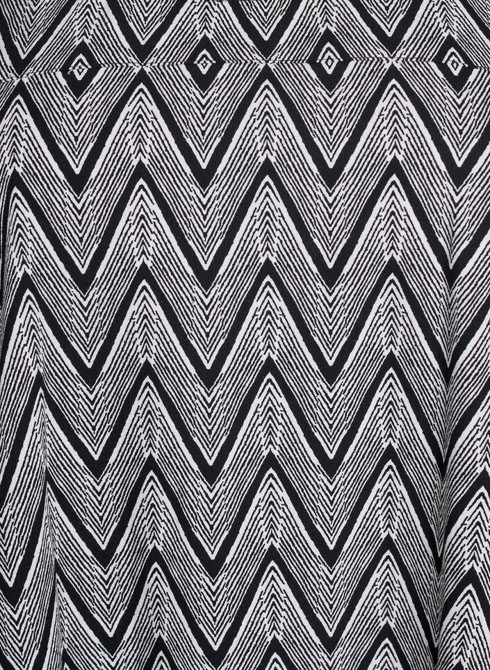 Lyhythihainen painokuvioitu puuvillamekko, Musta, Packshot image number 2
